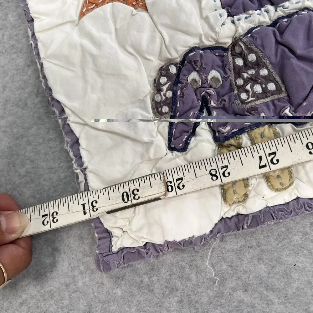 Vintage Garnet Hill Baby Crib Quilt Animals tattered distressed 31x39